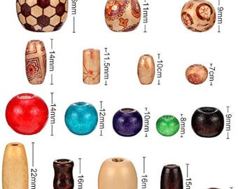 800 Pcs Wooden Beads Set Natural & Rainbow Color Beads for DIY Jewelry Making