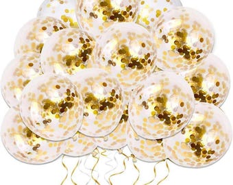 50pcs Gold Confetti Latex Balloons 12 inch Gold Balloons with Golden Paper Dots for Graduation Wedding Birthday Party Decorations.