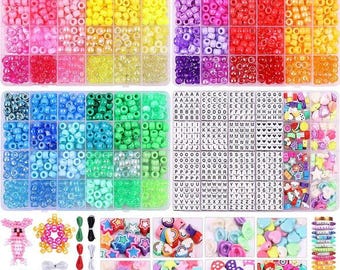 2600Pcs 72 Color Pony Beads Kit A-Z Letter Beads, Rainbow Kandi for DIY Bracelets