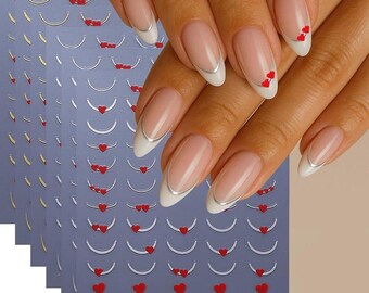 Heart Nail Art Stickers: Valentine's Day 3D Decals, 6 Sheets