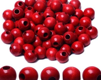 120pcs 16mm Dark Red Wooden Macrame Beads for Crafts and Decor