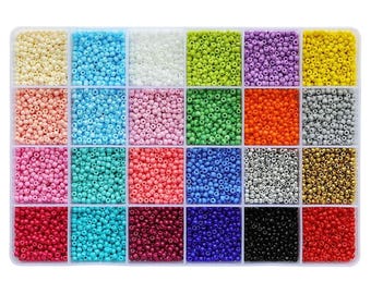 Size 8/0 Glass Seed Beads 3mm, Assorted Colors, 7440pcs for Jewelry Making