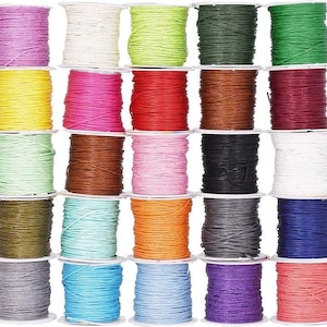 Assorted Colors 1mm Waxed Cord for Jewelry Making - 273 Yds Assorted Colors Waxed Cotton Cord for Jewelry String Bracelet Necklace String