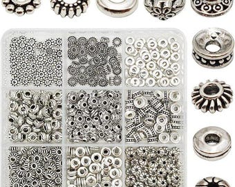 450Pcs 6mm Antique Silver Spacer Beads, Metal Beads for Jewelry Making