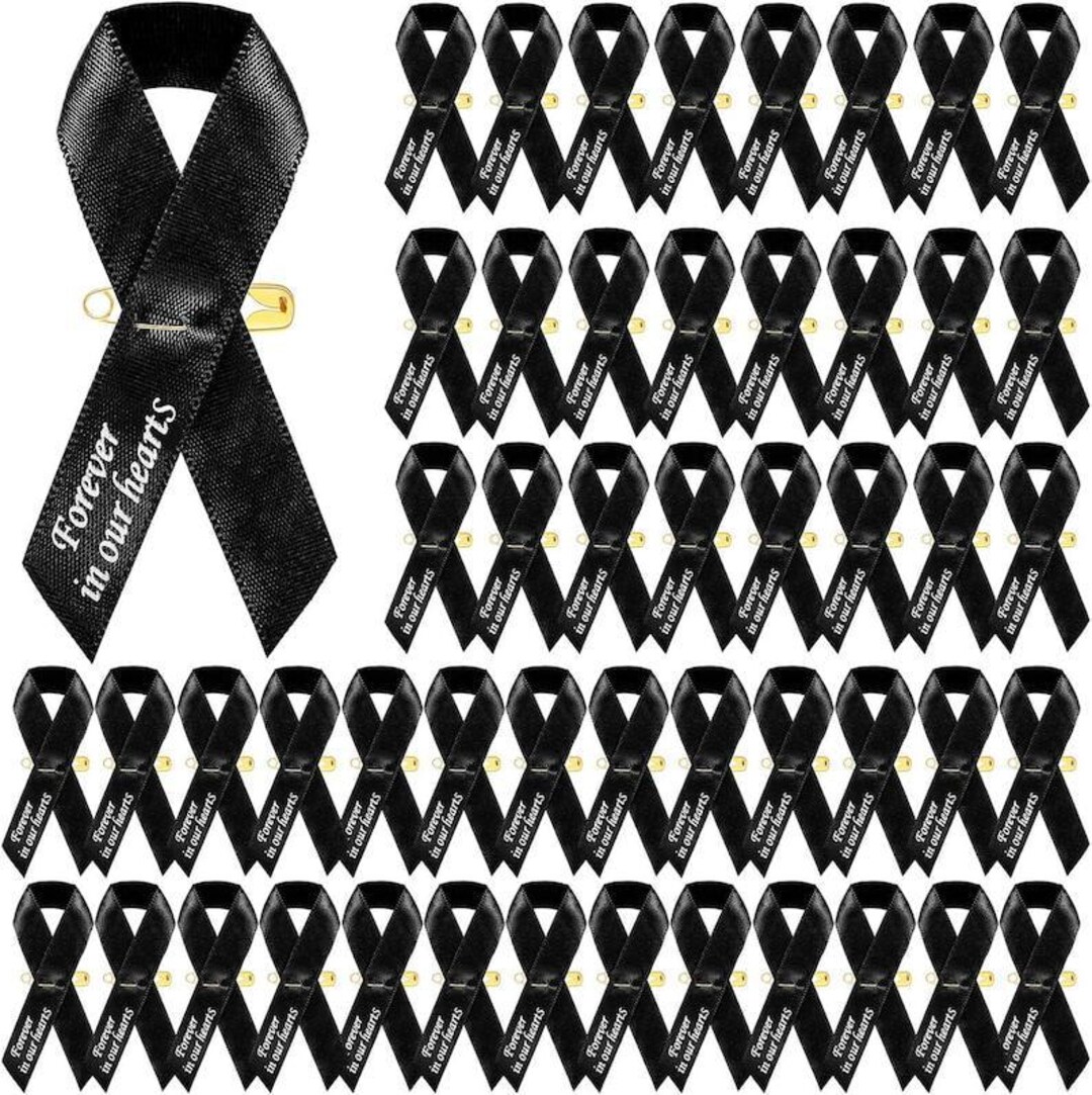50 Pcs Funeral Ribbons Memorial Ribbon Funeral Pins Classic Memorial ...