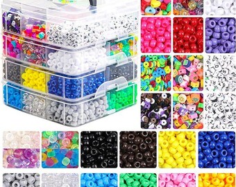 7600Pcs Pony Beads Kit Clay Letter Glow Shaped Beads for Friendship Bracelets & Crafts
