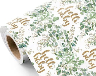 Eucalyptus Baby Shower Wrapping Paper: Hello Baby Design