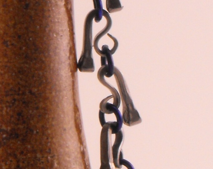 Horseshoe Nail Bracelet With Navy Blue Wire Links Etsy