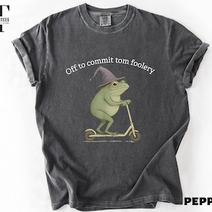 Off To Commit Mom Foolery Shirt, Funny Frog Sweatshirt, Frog On Scooter Tee, Funny Weirdcore Sarcastic Sweater, Comfort Colors T-Shirt