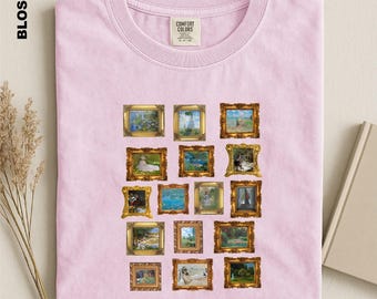 Vintage Claude Monet Art  Museum Shirt, Museum Painting Collage Graphic Top, Humanities Major Tee, Famous Painting Art Outfit