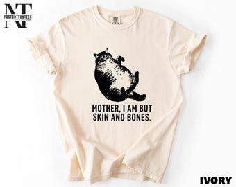 Chemise chat mère, je n'ai que la peau et les os, cadeau gros chat pour amoureux des chats, sweat graphique humour chat paresseux, t-shirt couleurs confort