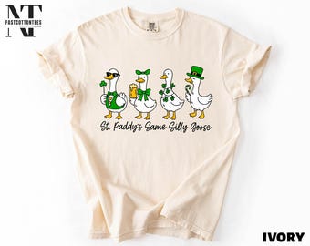 St Patricks Day Goose Shirt, Silly Goose Sweatshirt, Irish Goose Sweater, Shamrock Tee, Lucky Goose Shirt, Comfort Colors T-Shirt