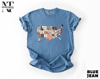America Map Shirt, Retro USA Tee, Bible Verse USA Map Sweatshirt, America Sweater, Independence Shirt, Comfort Colors T-Shirt