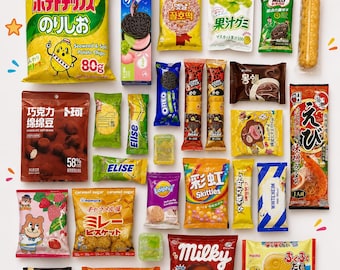 Caja de regalo Diamori de 2 libras de snacks asiáticos: paquete variado con dulces, papas fritas, ramen y bebida.