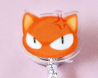 Angry Orange Cat Retractable Badge Reel