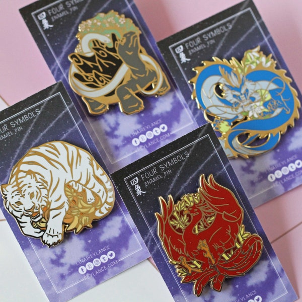 White Tiger/Azure Dragon/Black Tortoise/Vermillion Bird - Four Symbols Original Enamel Pin