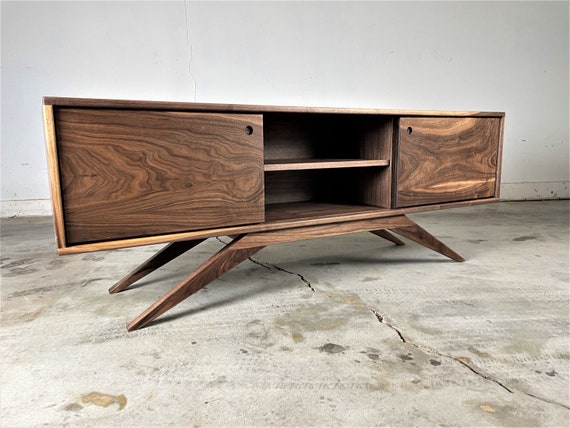 Walnut Media Console TV Console Mid century Modern TV Stand Modern