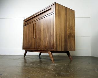 The "Brick" is a mid-century modern credenza, TV stand, mcm, modern, minimal, record player