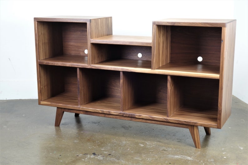 Mid-century modern stereo console for a record player and record storage. The Cloud9 image 4