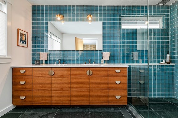 Custom Mid Century Modern Vanity With Toe Kick Modern Vanity