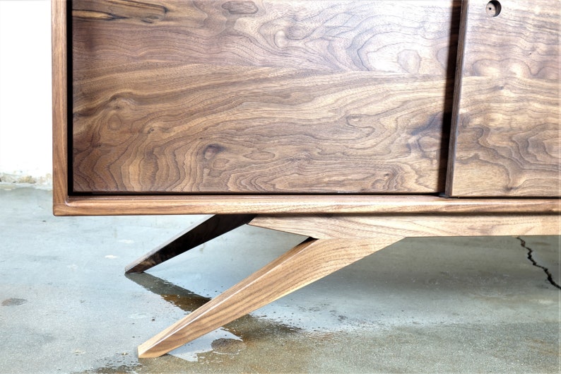 The Sonic is a mid century styled TV console, credenza, TV stand, mcm, modern, minimal, record player image 6