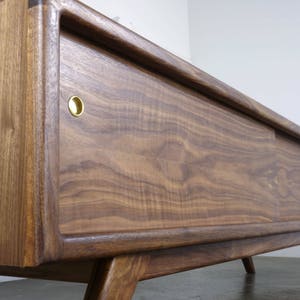 Walnut TV Stand MCM Media Console Mid Century Modern Credenza Handmade Media Cabinet Walnut MCM Media Stand G2 Stereo Console image 5