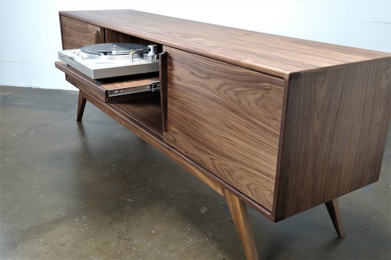 The Blackgold – Mid-century Modern Walnut Record Player Console by