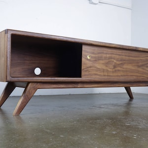 Walnut TV Stand MCM Media Console Mid Century Modern Credenza Handmade Media Cabinet Walnut MCM Media Stand G2 Stereo Console image 4