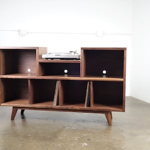 Mid-century modern stereo console for a record player and record storage. The Cloud9 image 5