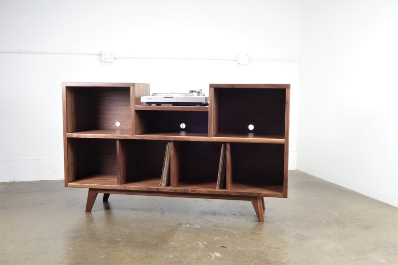 Mid-century modern stereo console for a record player and record storage. The Cloud9 image 5