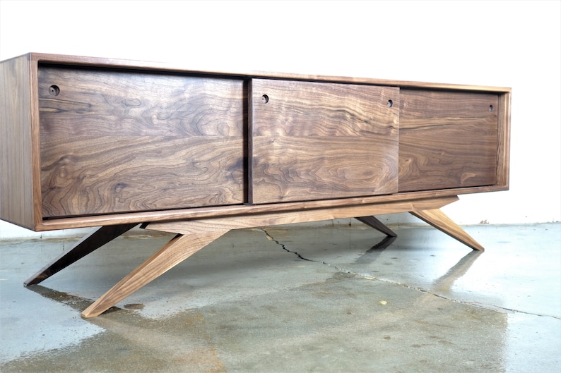 The Sonic is a mid century styled TV console, credenza, TV stand, mcm, modern, minimal, record player image 3