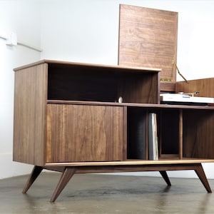 Mid century modern record player console. record storage The "Electric Kool Aid"