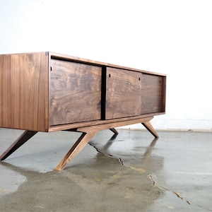 The Sonic is a mid century styled TV console, credenza, TV stand, mcm, modern, minimal, record player image 4