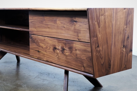 Solid Walnut TV Stand Midcentury Modern Walnut Console Handmade