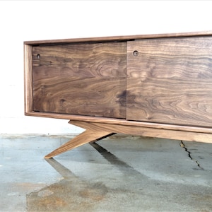 The Sonic is a mid century styled TV console, credenza, TV stand, mcm, modern, minimal, record player image 2