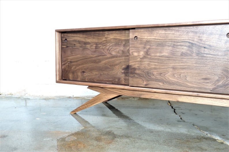 The Sonic is a mid century styled TV console, credenza, TV stand, mcm, modern, minimal, record player image 2