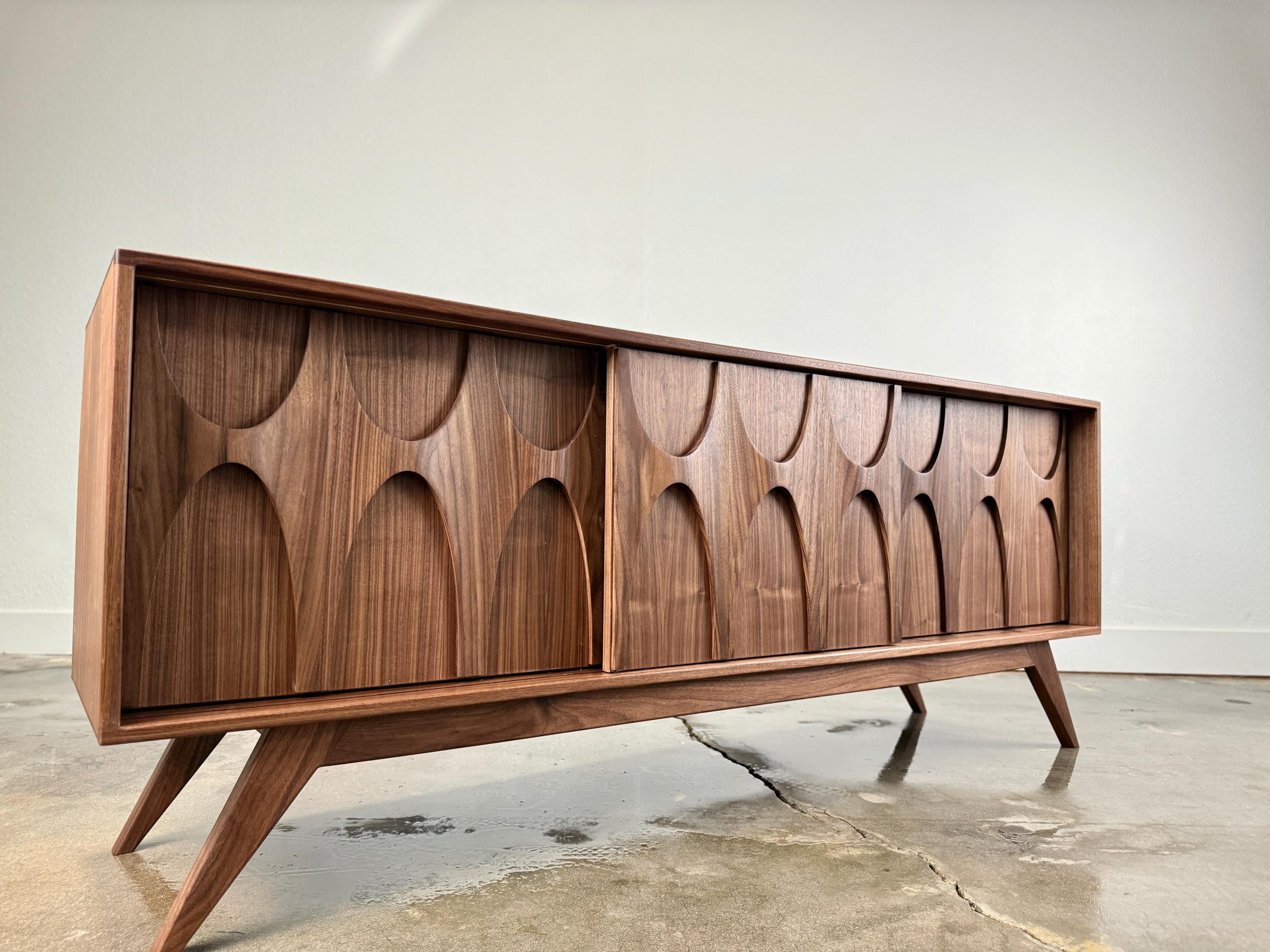 Mid Century Modern Walnut Credenza – Brasilia Style Cabinet With