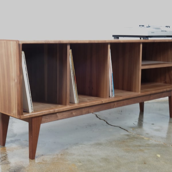 READY TO SHIP! The 'Jelly" is a mid-century modern record console, record storage.