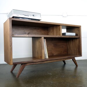 The A Bomb is a mid century modern console designed for records, turntable, and audio equipment. image 2