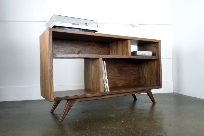 The A Bomb is a mid century modern console designed for records, turntable, and audio equipment. image 2