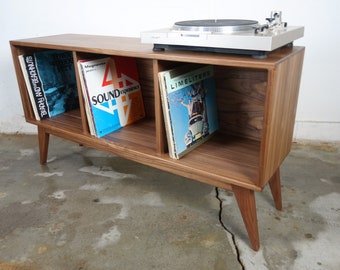 READY TO SHIP! The "Dabble" is a mid-century modern record console, record storage.