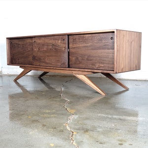 The Sonic is a mid century styled TV console, credenza, TV stand, mcm, modern, minimal, record player image 5