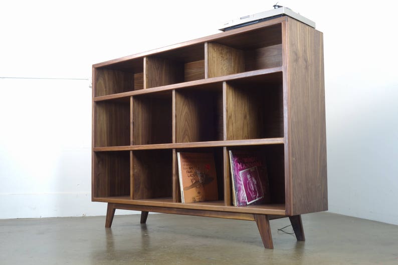 The StudioK is a mid-century modern stereo console for a record player and record storage image 2