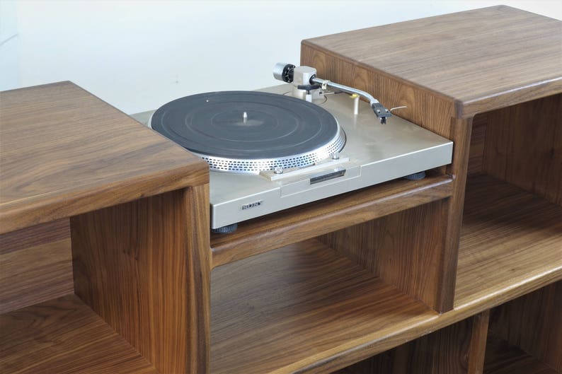 Mid-century modern stereo console for a record player and record storage. The Cloud9 image 6