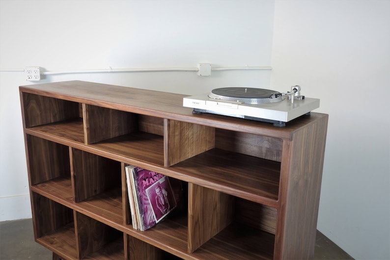 The StudioK is a mid-century modern stereo console for a record player and record storage image 5