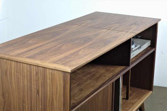 レア★廃盤品MID-Century MODERN木製小物入れ★スタッキング可能 Mid Century Modern Record Player Console. Record Storage the