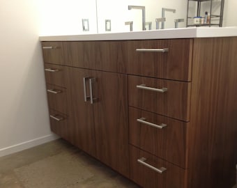 Mid-Century Modern Walnut Vanity with Toe Kick – Custom Bathroom Cabinet by Monke Haus