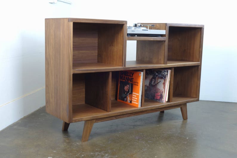 Mid-century modern stereo console for a record player and record storage. The Cloud9 image 3