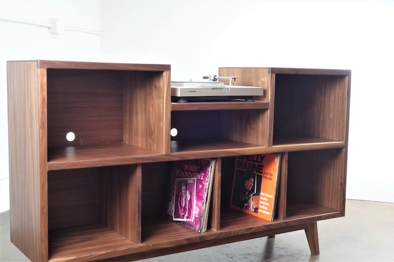 Mid-century modern stereo console for a record player and record storage. The Cloud9 image 8