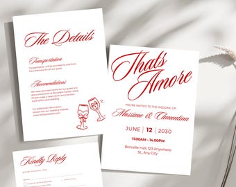 That's Amore Wedding Invitation Template: Italian Romance (Digital Download)